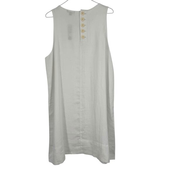 J.Crew Maxine White Linen Button Back Shift Dress NWT XL Sleeveless Summer Mini - Picture 8 of 9